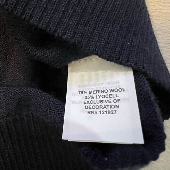 Johnnie O Sweater Mens Medium Blue Merino Wool Blend Quarter Zip Pullover Logo - Picture 8 of 9